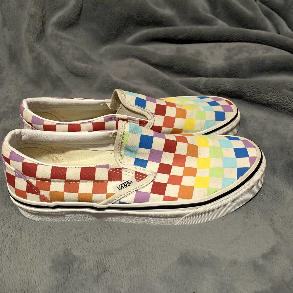 Vans Rainbow Slip-Ons Checkered Pattern Size M 5 … - image 3